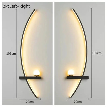 Modern LED Wall Lamp – Minimalist Art Design for Bedroom, Living Room, and Bathroom, Gold/Black